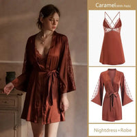 Sexy Lace Nightdress Short Robe Sets