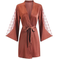 Sexy Lace Satin Kimono Short Robe