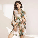 Floral Printed Silk Satin Nightgown Robe