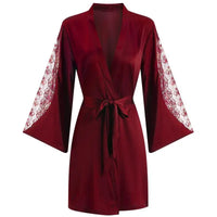 Sexy Lace Satin Kimono Short Robe