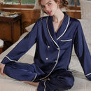 Rayon Lapel Long Sleeve Pajamas Suit