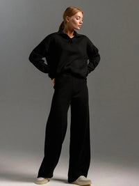 Polo Neck Sweater & Wide Leg Pants Set