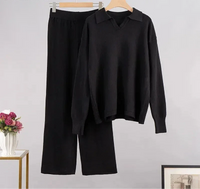 Polo Neck Sweater & Wide Leg Pants Set