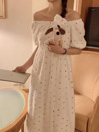 Polka Dot Sweet Round Collar Home Dressing