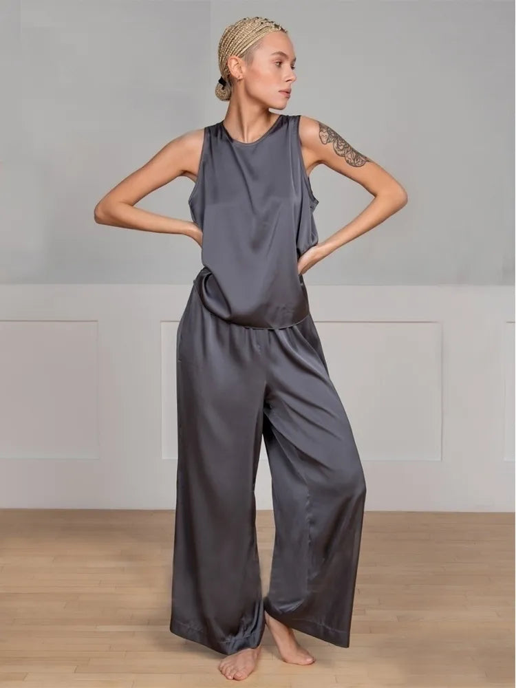 Crossed Back Vest & Loose Trousers Pajama Set