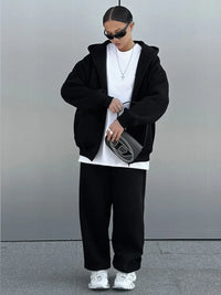 Cotton Casual Zipper Cardigan Pants Sets