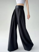 Pleated Wide Leg Straight Pants