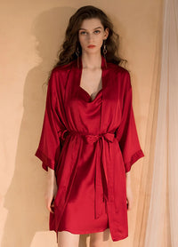 Pure color Kimono short Robe