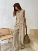 Linen Cotton Vest ＆ Pants Suit