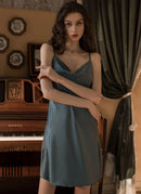 Pure color Strap Nightgown