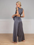 Crossed Back Vest & Loose Trousers Pajama Set