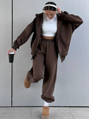 Cotton Casual Zipper Cardigan Pants Sets