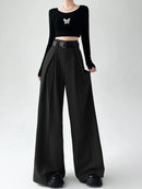 Pleated Wide Leg Straight Pants