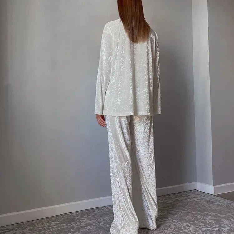 Casual Turn-down Collar Pajamas Suit