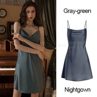 Pure color Strap Nightgown