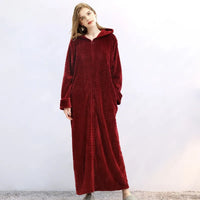 Couple Warm Hooded Flannel Bathrobe