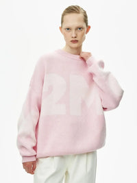 Letter O-neck Oversized Knitted Pullover