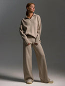 Polo Neck Sweater & Wide Leg Pants Set