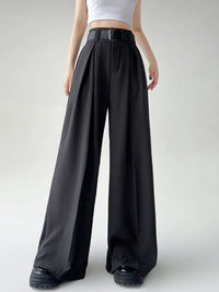 Pleated Wide Leg Straight Pants