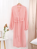 Solid Color Puff Sleeves Cotton Sleepwear