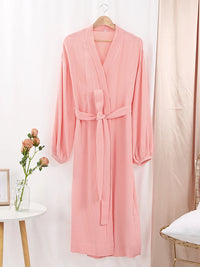 Solid Color Puff Sleeves Cotton Sleepwear