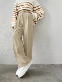 High Waist Wide Leg  Solid Pants