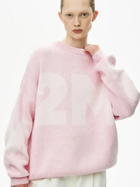 Letter O-neck Oversized Knitted Pullover