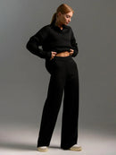 Polo Neck Sweater & Wide Leg Pants Set