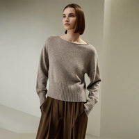 Boat Neck Wool and Cashmere Blend Sweatshirt