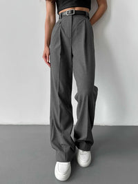 High Waist Wide Leg  Solid Pants