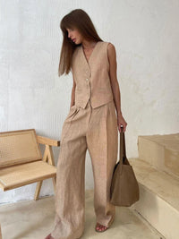 Linen Cotton Vest ＆ Pants Suit