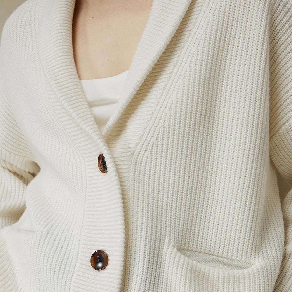 Wool-Cashmere Blend Shawl Collar Cardigan