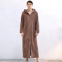 Couple Warm Hooded Flannel Bathrobe