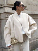 Long Sleeved V-Neck Woolen Jacket