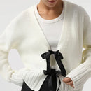 V-Neck Lace-Up Loose Sweater Cardigan