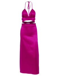 Belt Satin Adjustable Skirt Set