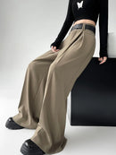 Pleated Wide Leg Straight Pants