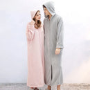 Couple Warm Hooded Flannel Bathrobe