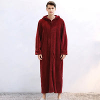 Couple Warm Hooded Flannel Bathrobe