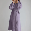 Solid Color Puff Sleeves Cotton Sleepwear